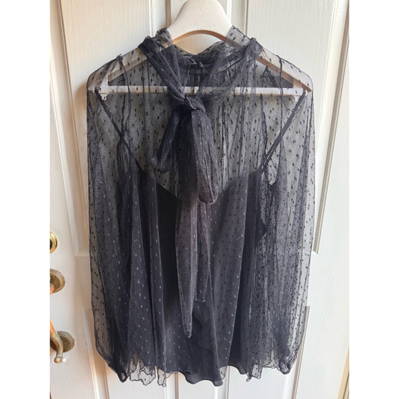 Vintage La Perla Polka Dot Blouse & Silk Cami Set Size L Black - Picture 2 of 13